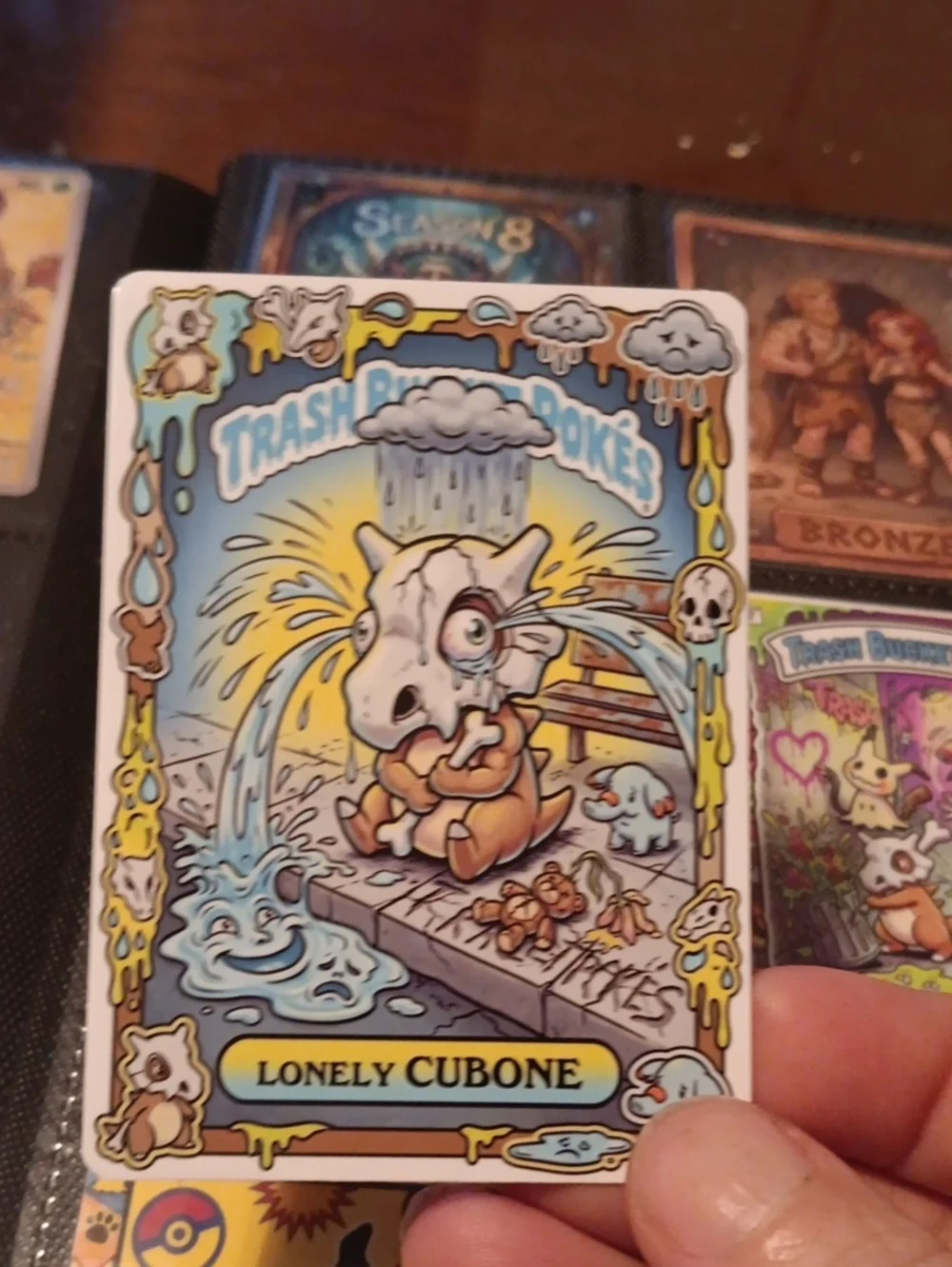 Trash Paws Lonley Cubone Collectible Card - Blue/White